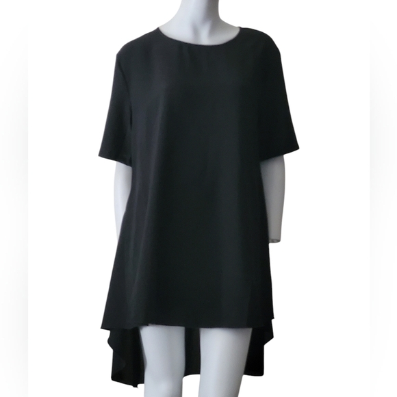 Patrizia Luca Oversize High-Low Tunic in Black Crew Neck Short Sleeve - Picture 1 of 10